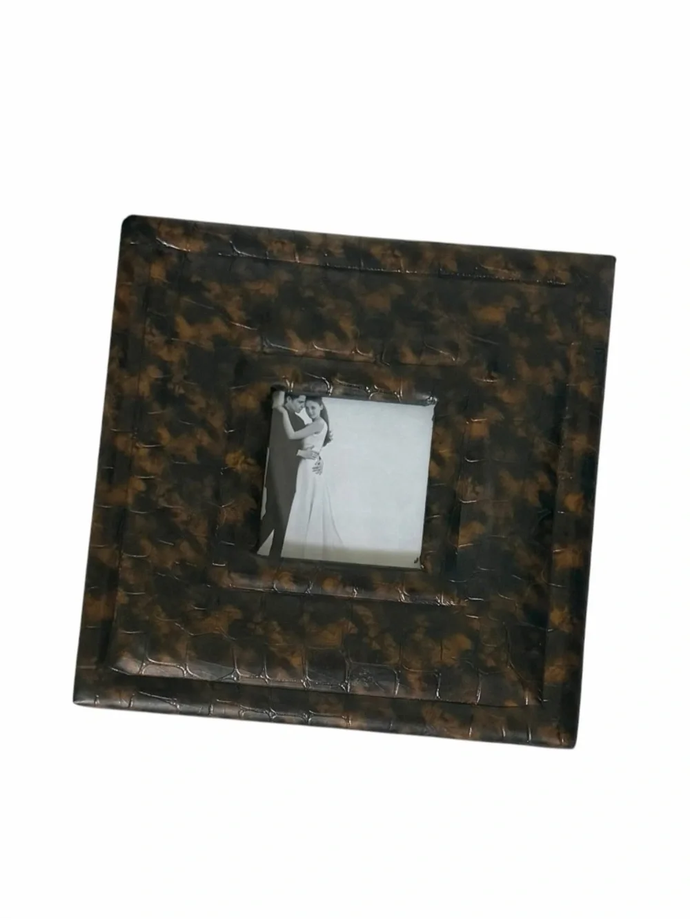 Z Gallerie Black and Dark Brown Embossed Faux Crocodile Leather Picture Frame